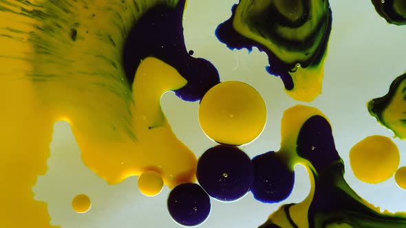 Chaotic Movement Expansion of the Bubble Flow Swirls of Yellow Black and White Colors