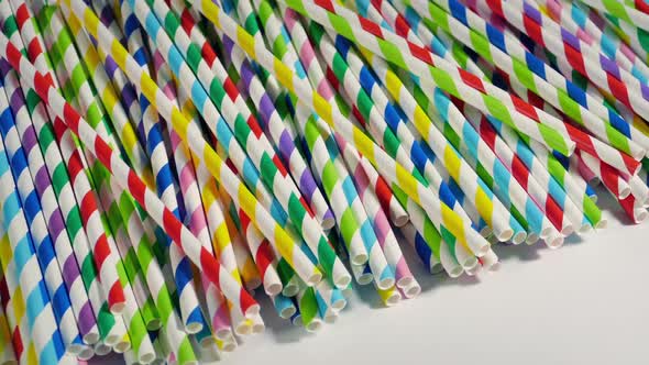 Paper Straws Pile Moving Shot