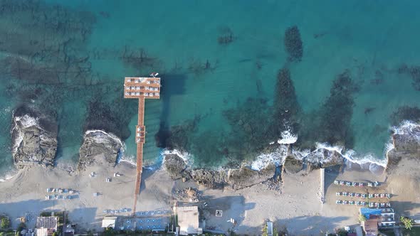 Aerial View of the Beach at the Seaside Resort Town, Turkey