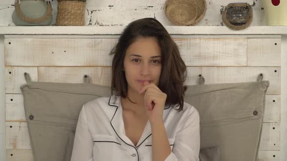 Attractive Female Dressed in Night Suit Just Woke Up