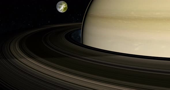Dione Orbiting Around Saturn Plane alt