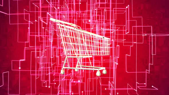 Abstract animation of a shopping concept on the grid