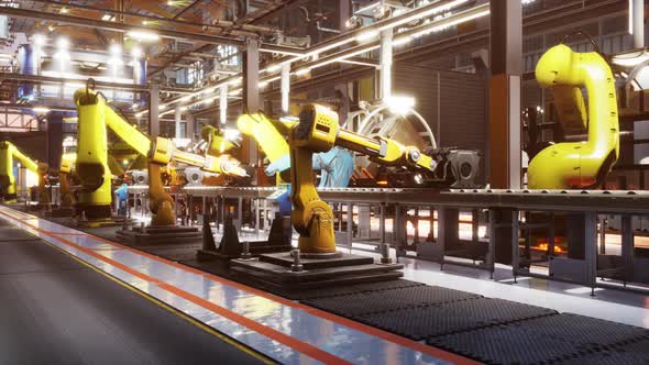 Modern Automated Assembly Line for Cars