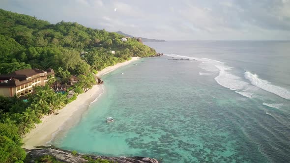 Beach at Seychelles aerial view