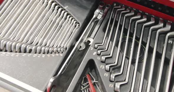 A Set Of Tools For Repair In Car Service. Close Up