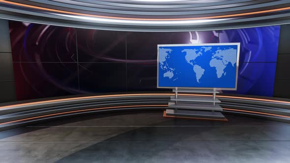 Virtual News Studio Set Green Screen Background Loop 4k