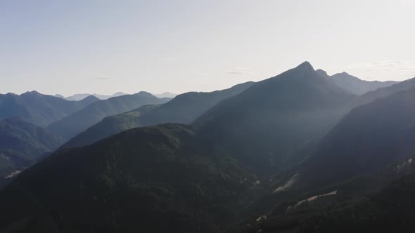 Silhouettes of Alpine Mountains at Sunset