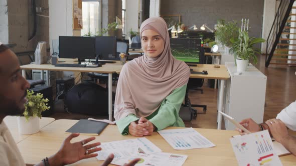 Muslim Woman Posing on Business Meeting