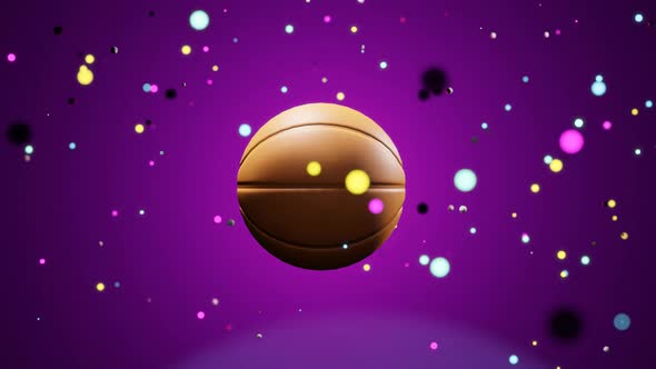 Basketball ball on colorfull bokeh seamless background