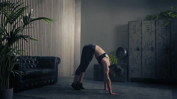 Woman Exercising Inchworm in Home