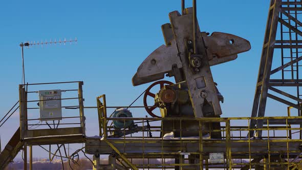 Oil Pumps on a Winter Sunny and Frosty Day