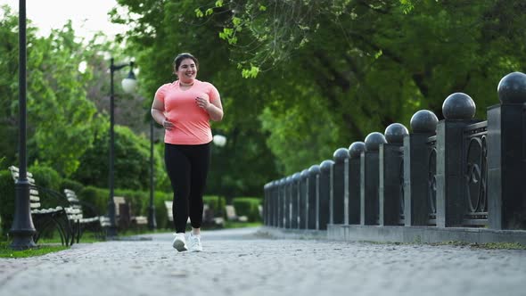 Park Jogging Weight Loss Overweight Woman Running