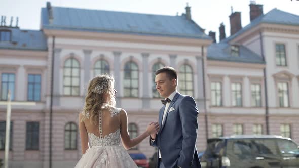 Wedding Couple. Lovely Groom and Bride. Happy Family. Man and Woman in Love