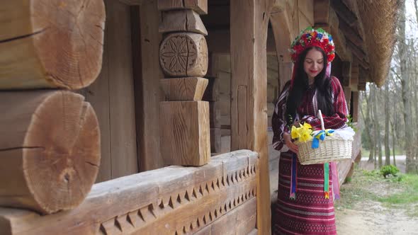 Ukrainian Woman in Traditional Ukrainian National Costume