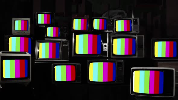 Old Retro Television Test Signal on Vintage Televisions.