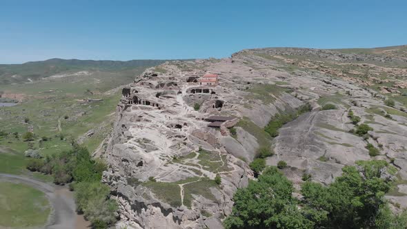 Amazing aerial view of ancient town Uplistsikhe in Georgia