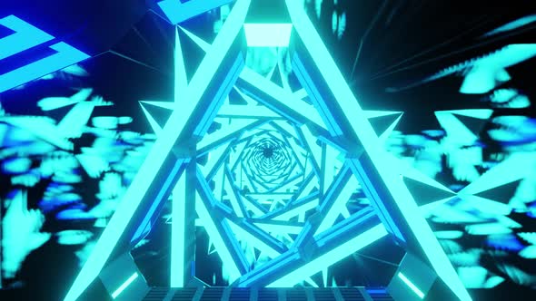 Blue Triangles Travelling Through The Space Background Vj Loop HD