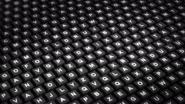 Flying Over Infinite Plane of White on Black Keyboard Keys alt