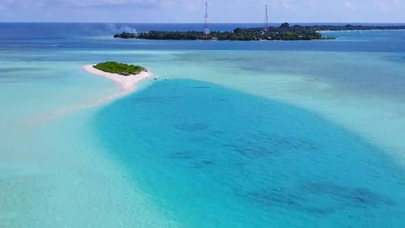 Aerial view seascape of coastline beach voyage by lagoon with sand background