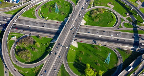 Freeway Intersection Traffic Trails in Moscow