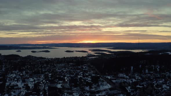 Sunset Over Coastal Town