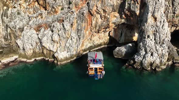 Fishing Near The Shore Sea Aerial View 4 K