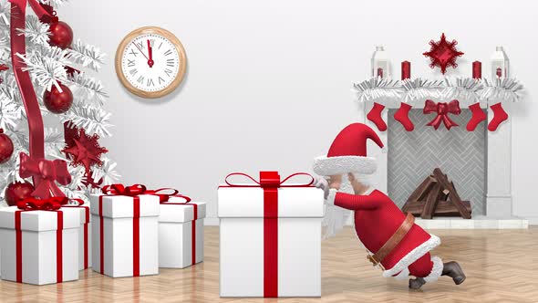 Santa Claus Pushing Gift