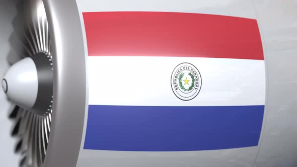 National Flag of Paraguay on Airplane Engine