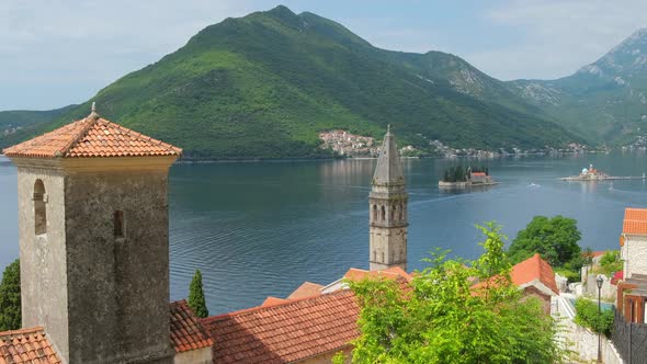 View of the Historic Town of Perast at the Bay of Kotor Montenegro