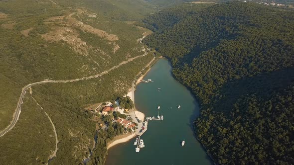 Mediterranean Fjord Between Green Hills