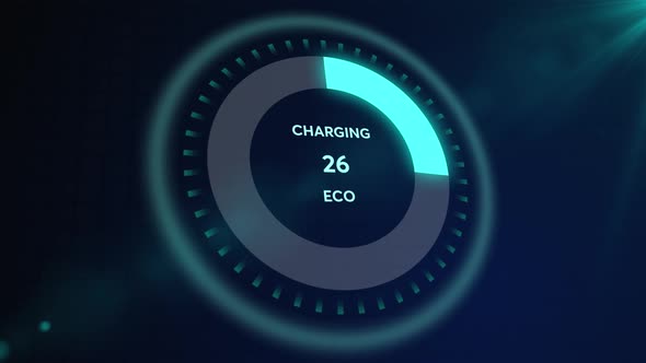 The battery indicator shows the increasing value of the battery charge.