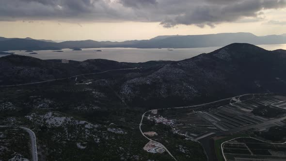 Flying drone over Tustevac Croatia.