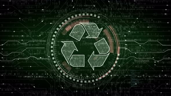 Recycling digital waste data and sustainable industry symbol loop digital concept