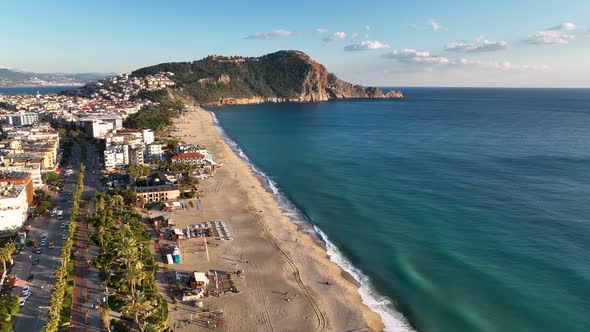 Cleopatra Beach Turkey Alanya 4 K aerial view 4 K