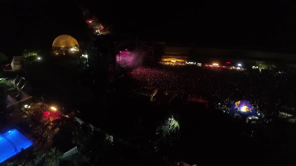 Party Arena And Crowd Night Aerial View 7