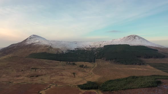 Flying Towards Aghla More and Aghla Beg Mountain Next To Mount Errigal, the Highest Mountain in