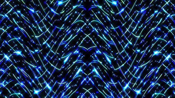 shining bright lines set blue wave motion, colorful, on black background alt