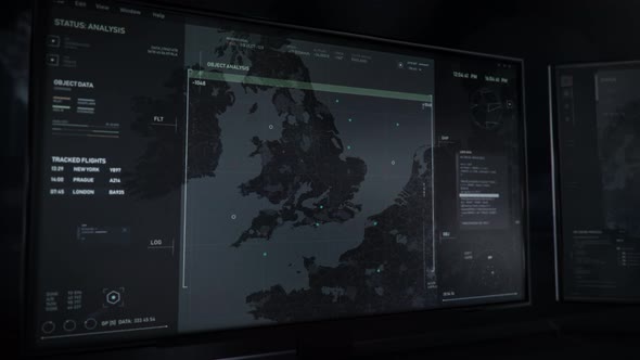 Tracking AI is following the aircraft towards the landing in the London airport alt