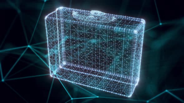 Vintage Suitcase Hologram Close Up 4k