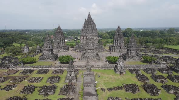 Aerial view hindu temple Prambanan in Yogyakarta, Indonesia.