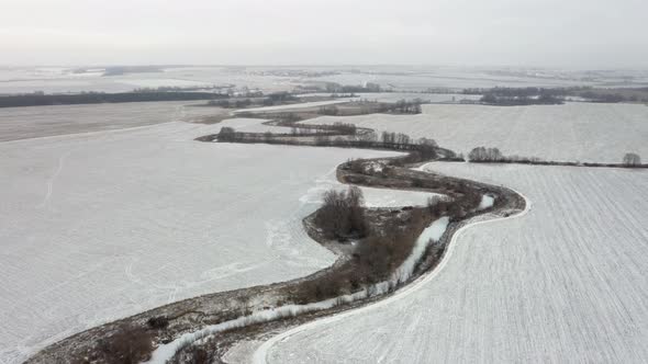 Aerial Shot of the Frozen River