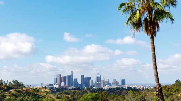 Time Lapse of Clouds Moving Behind the Los Angeles Skyline