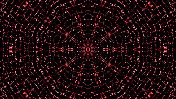 circle shape set of dots wave motion, color red, on black background