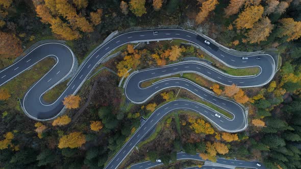 Aerial view of Maloja Pass in autumn, Grisons, Switzerland