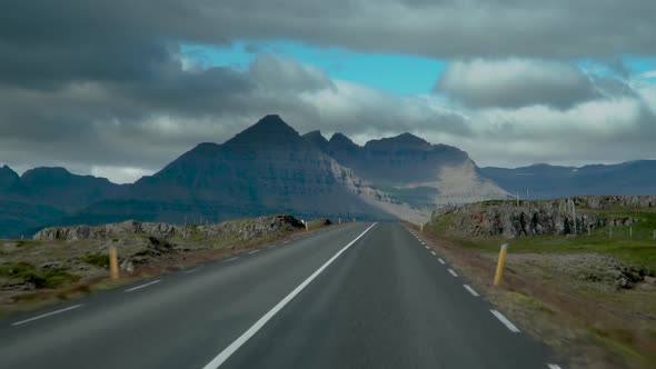 Car Driving on the Road To Iceland