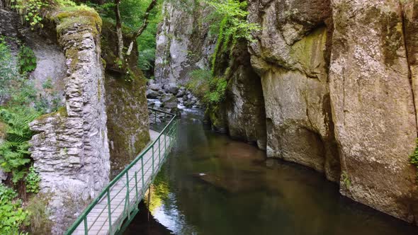 Aerial View of a Stream in the Forest in Rhodope Mountains Near the Town of Devin