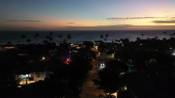 Jericoacoara Brazil. Sunset sky at tropical scenery for vacation travel.