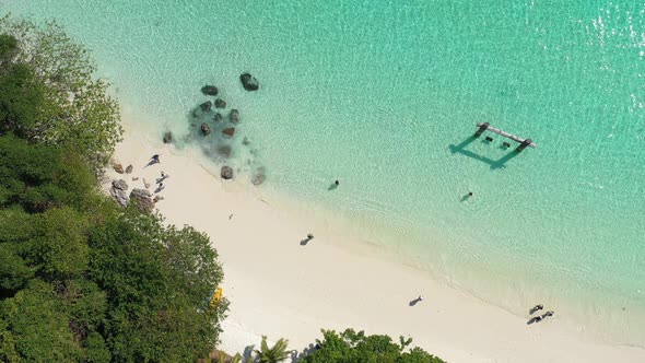 B-roll Aerial view Drone Myanmar island beach ocean wave and rocky.