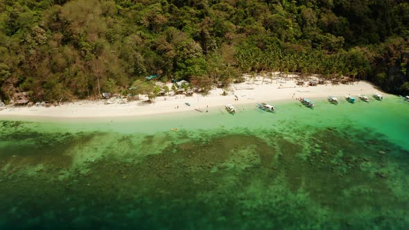 Tropical Island with Sandy Beach. El Nido, Philippines