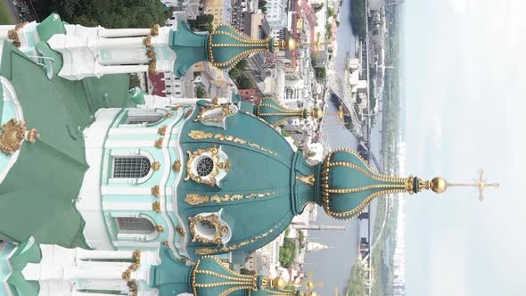 St. Andrew's Church at dawn. Kyiv Vertical video